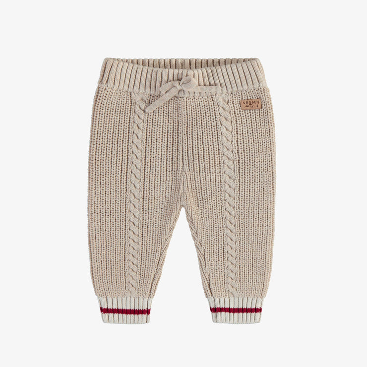 Pantalon de maille beige effet bas de laine, bébé || Beige knitted pants with wool sock effect, baby