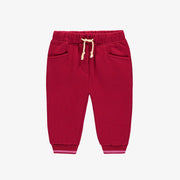 Pantalon rouge de coupe régulière en coton ouaté, bébé || Red pants regular fit in cotton, baby