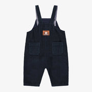 Salopette marine de coupe décontractée en velours côtelé, bébé || Relaxed fit navy overalls in corduroy, baby