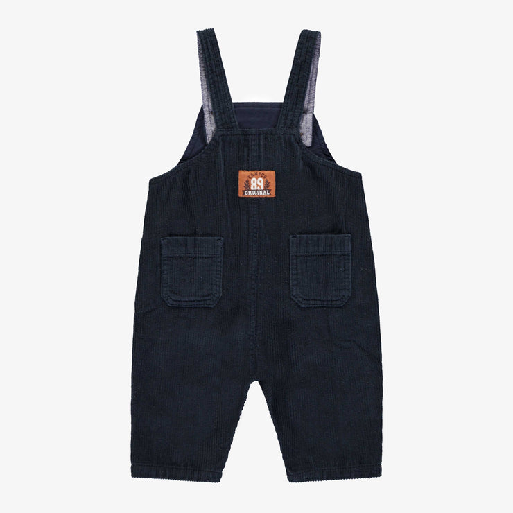 Salopette marine de coupe décontractée en velours côtelé, bébé || Relaxed fit navy overalls in corduroy, baby