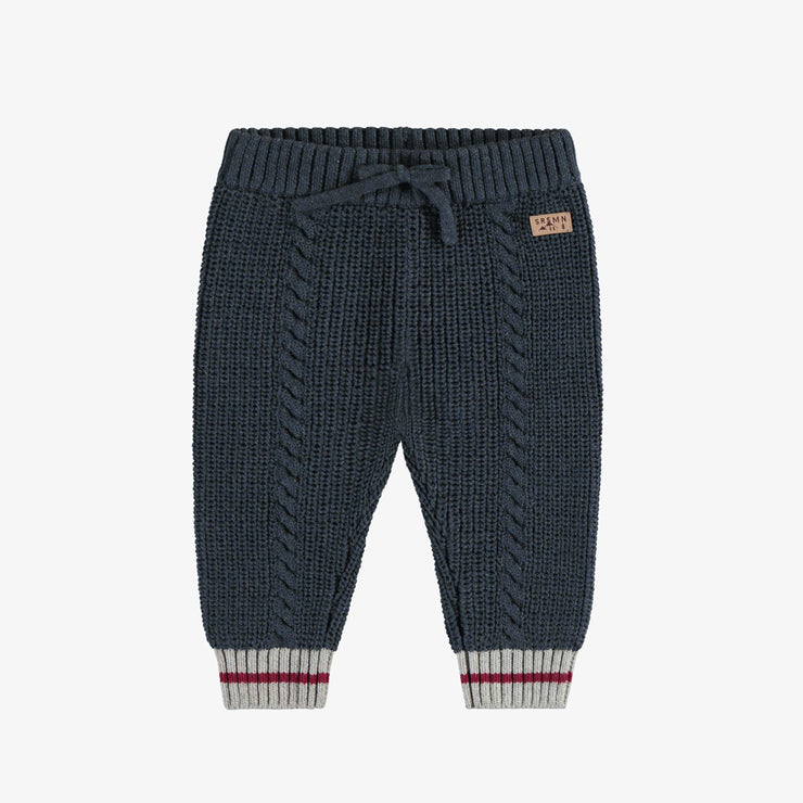 Pantalon de maille marine effet bas de laine, bébé || Navy knitted pants with wool sock effect, baby