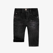 Pantalon en denim noir de coupe étroite avec broderies, bébé || Black denim pants with a slim fit and embroidery, babyPantalon en denim noir de coupe étroite avec broderies, bébé || Black denim pants with a slim fit and embroidery, baby