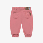 Pantalon rose coupe régulière de style jogger en denim extensible, bébé || Stretch pink denim jogger pants regular fit, baby