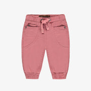 Pantalon rose coupe régulière de style jogger en denim extensible, bébé || Stretch pink denim jogger pants regular fit, baby