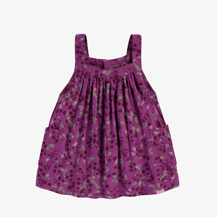 Robe chasuble mauve à motifs en bébé corduroy, bébé || Purple chasuble dress with all over print in baby corduroy, baby