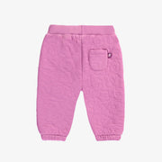 Pantalon rose violacé coupe décontractée en jersey matelassé, bébé || Purplish pink relaxed-fit pants in quilted jersey, baby