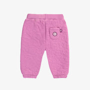 Purplish pink relaxed-fit pants in quilted jersey, baby