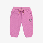 Pantalon rose violacé coupe décontractée en jersey matelassé, bébé || Purplish pink relaxed-fit pants in quilted jersey, baby