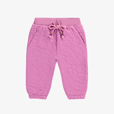 Purplish pink relaxed-fit pants in quilted jersey, baby