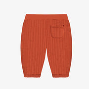 Pantalon orange coupe décontractée en jersey matelassé, bébé || Orange relaxed-fit pants in quilted jersey, baby