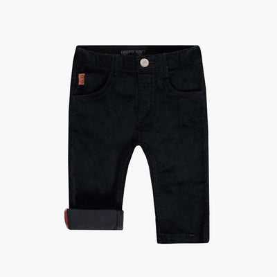 Pantalon noir de coupe régulière en velours côtelé, bébé || Regular-fit black corduroy pants, baby