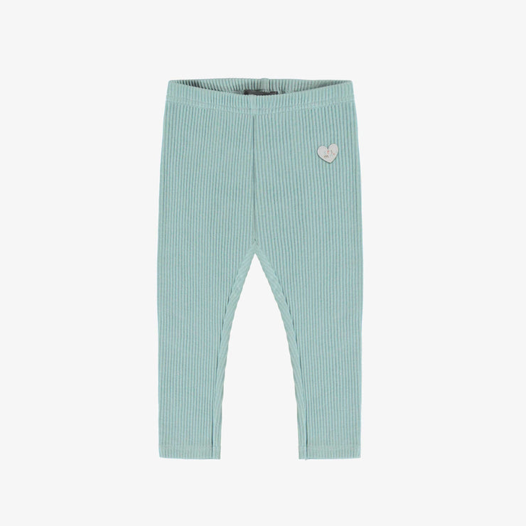 Legging long bleu cendré en tricot côtelé irrégulier, bébé || Ash blue long legging in irregular rib, baby