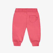 Pantalon rose coupe régulière de style jogger en coton ouaté brossé, bébé || Pink regular-fit pants, jogger style, in brushed cotton fleece, baby