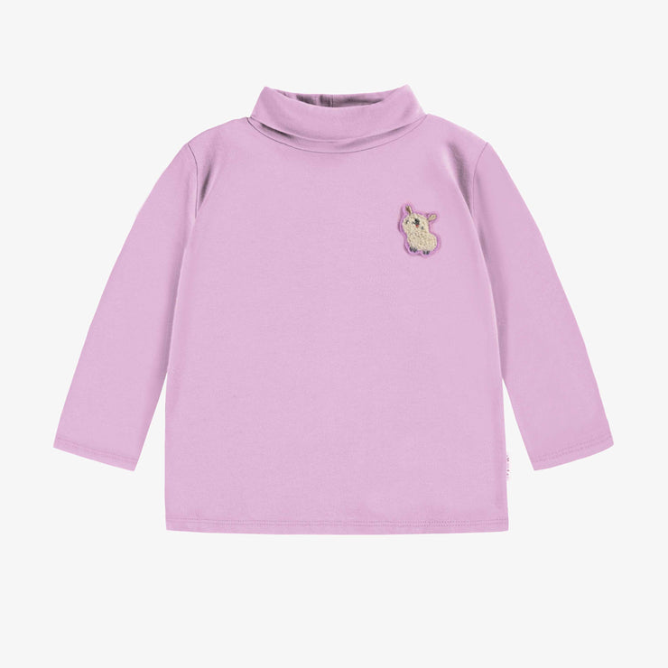 T-shirt mauve à manches longues avec col roulé en tricot côtelé, bébé || Purple long sleeves t-shirt with turtleneck in rib knit, baby