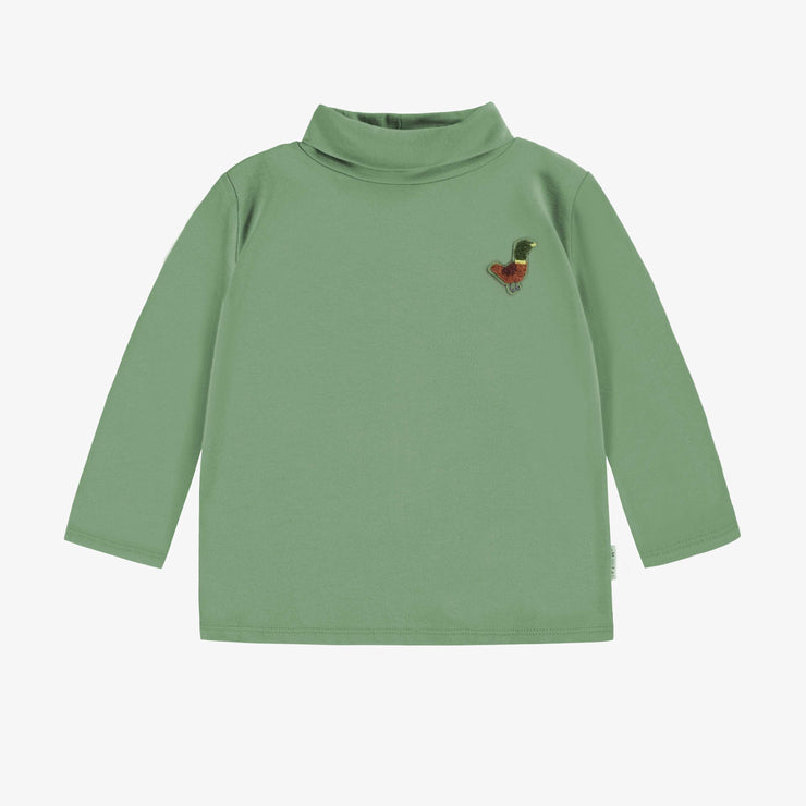 T-shirt vert sauge à manches longues avec col roulé, bébé || Sage green long sleeves t-shirt with turtleneck, baby