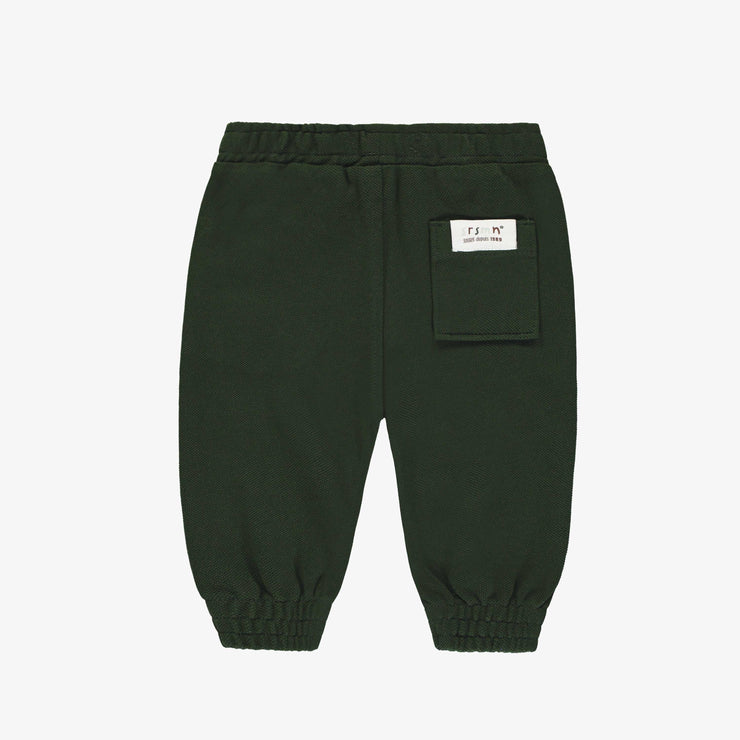 Pantalon vert foncé style jogging en coton piqué, bébé || Dark green pants, jogging style, piqué cotton, baby