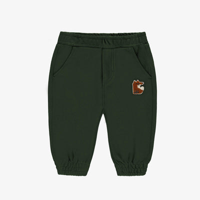 Pantalon vert foncé style jogging en coton piqué, bébé || Dark green pants, jogging style, piqué cotton, baby