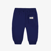 Pantalon marine coupe régulière de style jogger en coton ouaté brossé, bébé || Navy regular-fit pants, jogger style, in brushed cotton fleece, baby