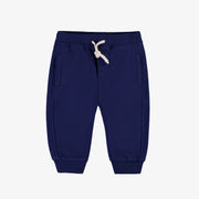 Pantalon marine coupe régulière de style jogger en coton ouaté brossé, bébé || Navy regular-fit pants, jogger style, in brushed cotton fleece, baby