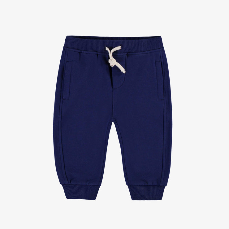 Pantalon marine coupe régulière de style jogger en coton ouaté brossé, bébé || Navy regular-fit pants, jogger style, in brushed cotton fleece, baby