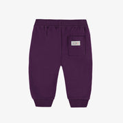 Pantalon prune coupe régulière de style jogger en coton ouaté brossé, bébé || Plum regular-fit pants, jogger style, in brushed cotton fleece, baby