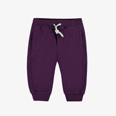 Pantalon prune coupe régulière de style jogger en coton ouaté brossé, bébé || Plum regular-fit pants, jogger style, in brushed cotton fleece, baby