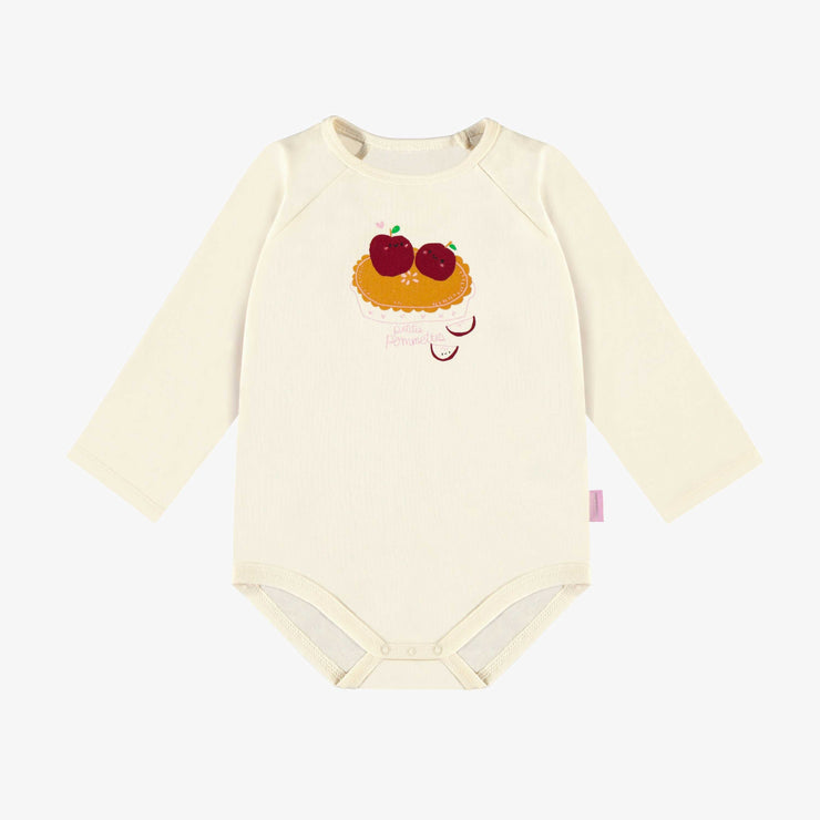 Cache-couche crème avec illustration en jersey, bébé || Cream bodysuit with print in jersey, baby