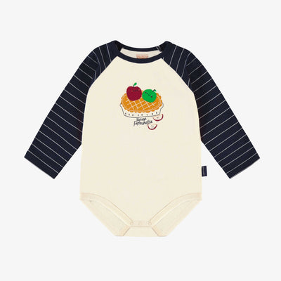 Cache-couche crème avec illustration en jersey, bébé || Cream bodysuit with print in jersey, baby