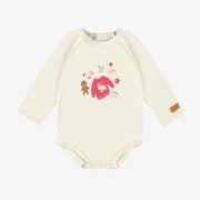 Cache-couche crème avec illustration en jersey extensible, bébé || Cream bodysuit with print in stretch jersey, baby