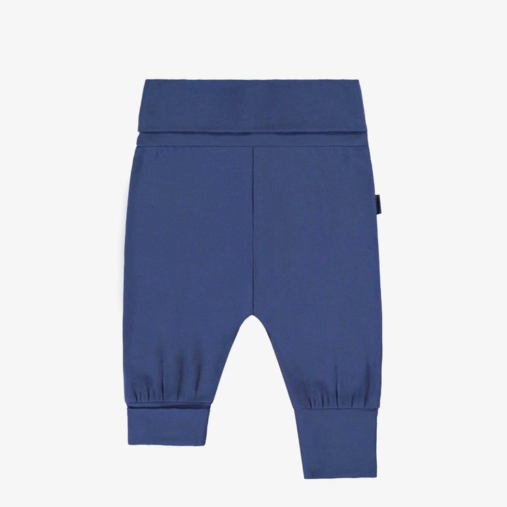 Pantalon évolutif bleu uni en jersey extensible, bébé || Plain blue evolutive pants in stretch jersey, baby