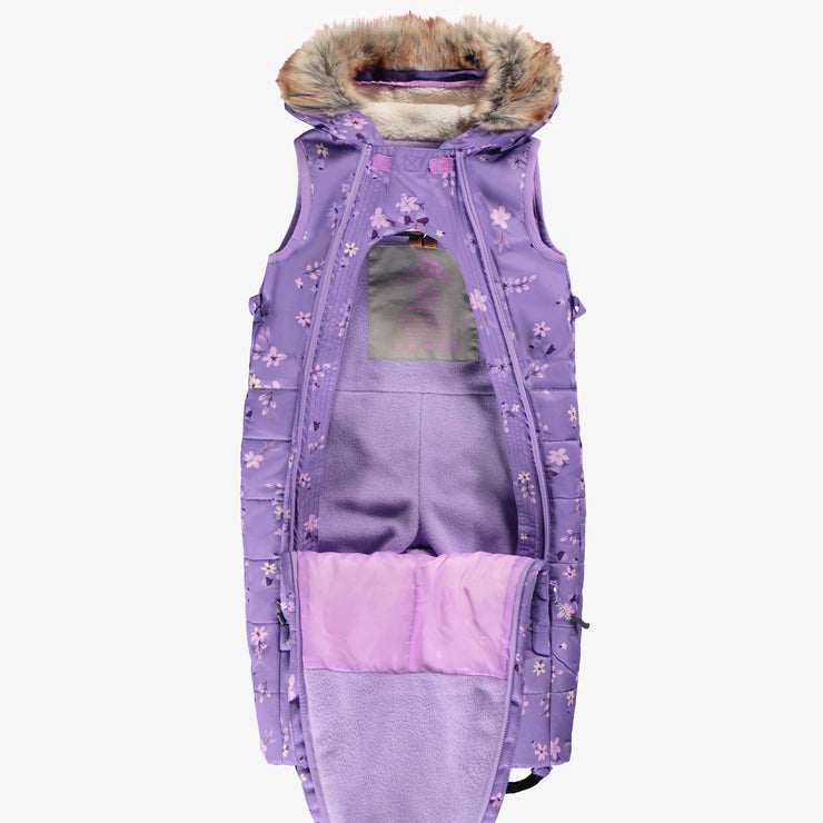 Habit de neige 3 en 1 violet à motifs et fausse fourrure, bébé || 3 in 1 violet snowsuit with print and faux fur, baby