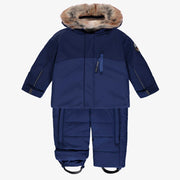 Habit de neige 3 en 1 bleu avec fausse fourrure, bébé || 3 in 1 blue snowsuit with faux fur, baby