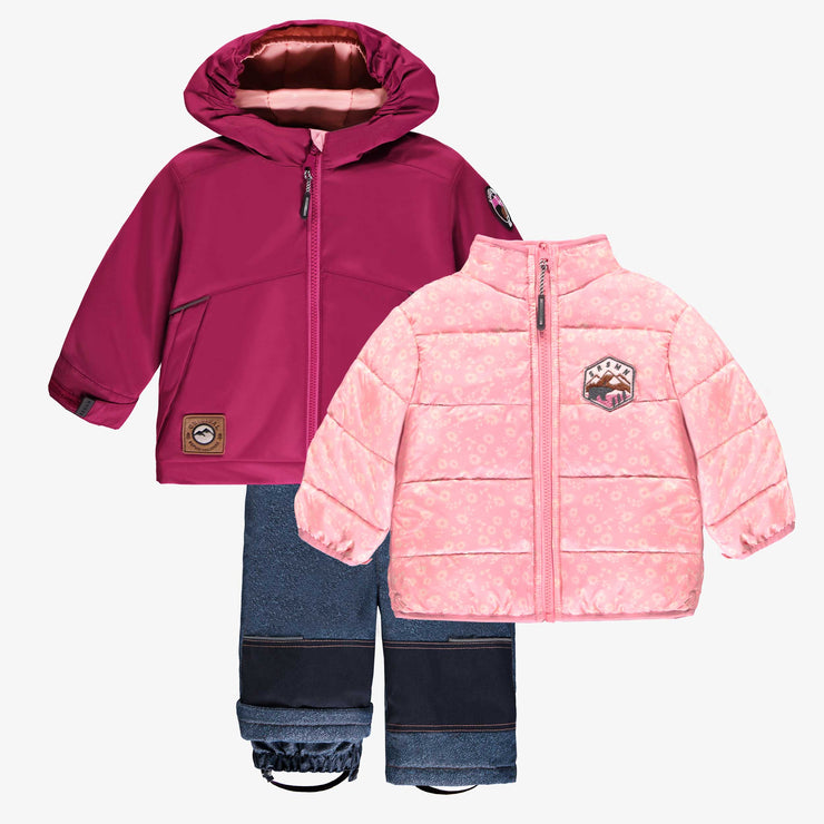 3-in-1 snowsuit pink and denim bleu, baby