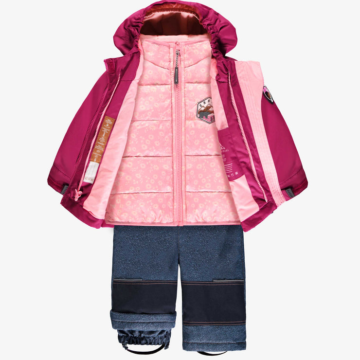 3-in-1 snowsuit pink and denim bleu, baby