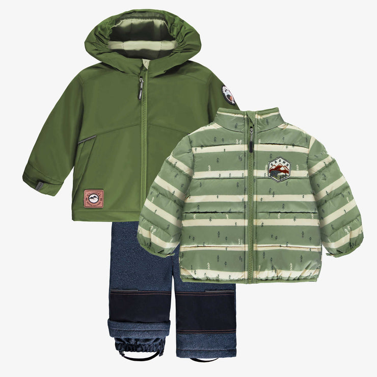 3-in-1 snowsuit green and denim blue, baby