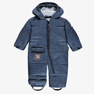 Habit de neige une-pièce bleu effet denim, bébé || Denim-effect blue one-piece snowsuit, baby