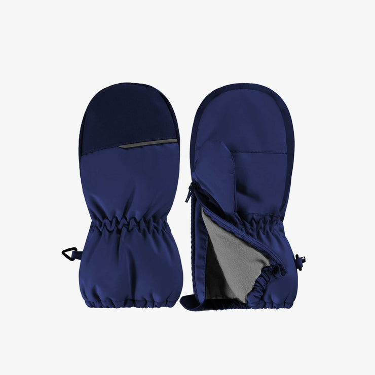 Mitaines bleu marine doublées en Thinsulate™ imperméable, bébé || Navy mittens lined in waterproof Thinsulate™, baby