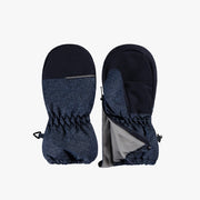 Denim blue waterproof mittens lined in waterproof Thinsulate™, baby