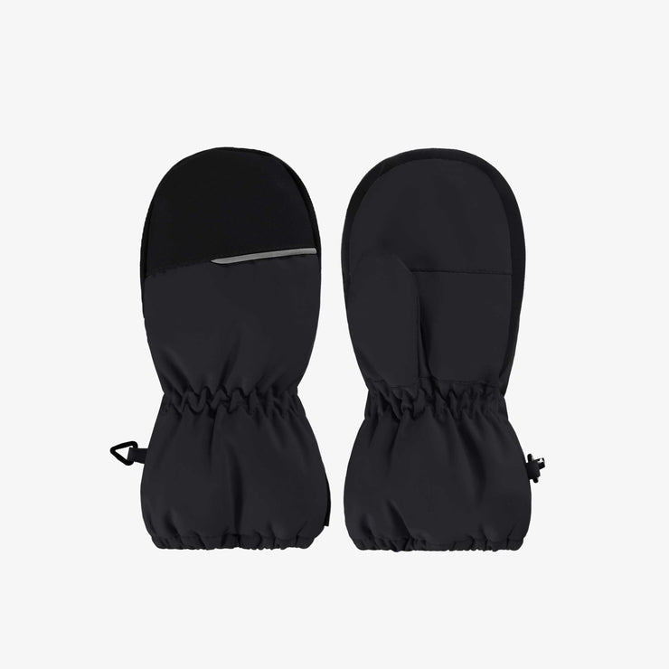 Mitaines noires doublées en Thinsulate™ imperméable, bébé || Black mittens lined in waterproof Thinsulate™, baby