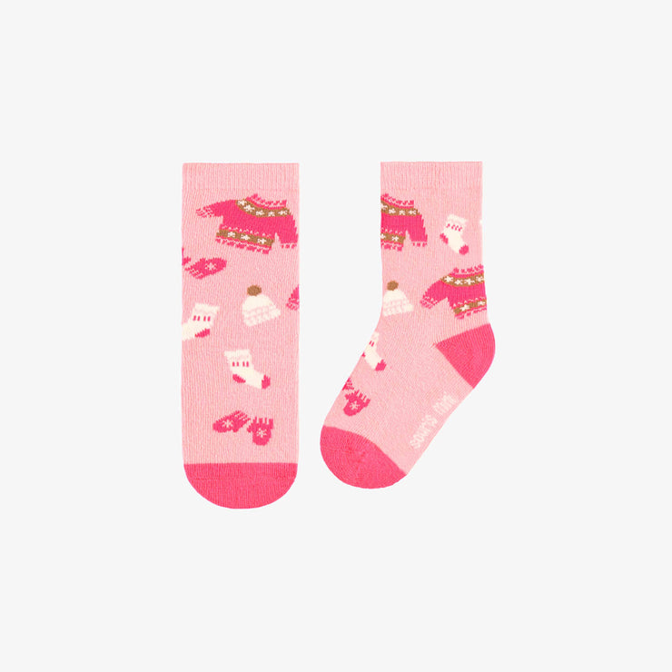 Chaussettes roses avec motif automnal, bébé || Pink socks with autumnal all over print, baby