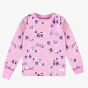 Pyjama deux pièces rose avec motifs en jersey, enfant || Pink two piece pyjama with all over prints in jersey, child