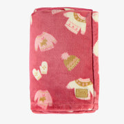 Couverture rose à motif automnal en peluche, enfant || Pink blanket with autumnal all over print in plush, child