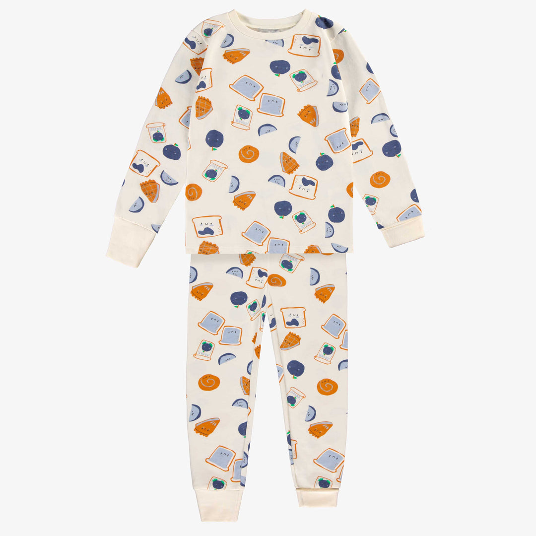 Cream two pieces pyjamas with apple delight all over print in jersey child Souris Mini Souris Mini