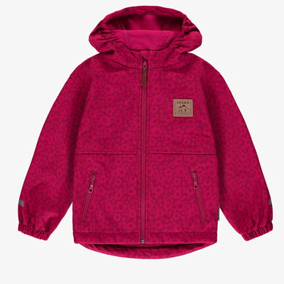 Manteau fuchsia à capuchon en coquille souple, enfant || Fuchsia hooded coat in soft shell, child