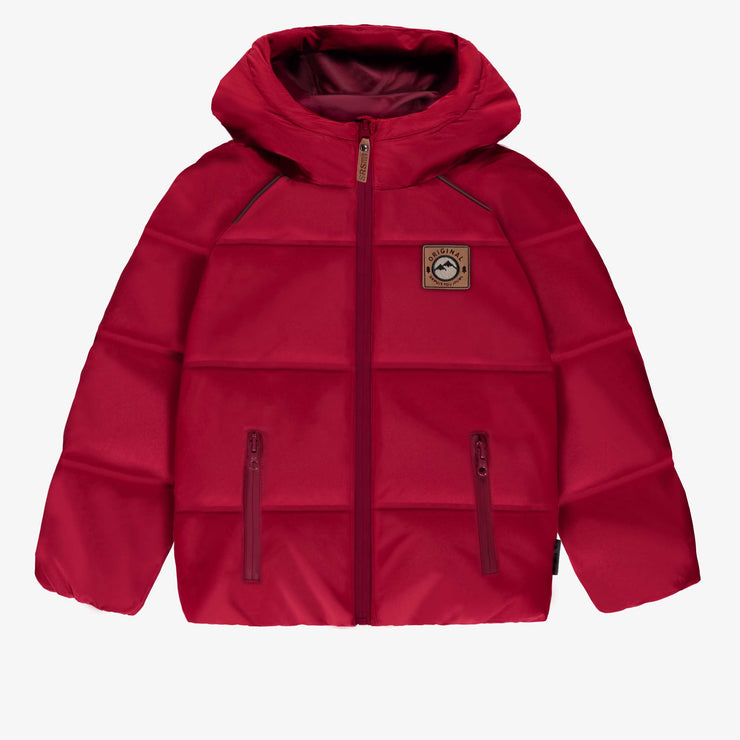 Manteau doudoune rouge en nylon, enfant || Red puffer coat in nylon, child