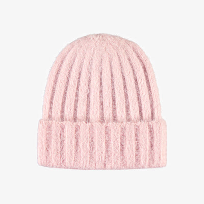 Tuque de maille rose pâle, enfant || Pink knitted toque, child