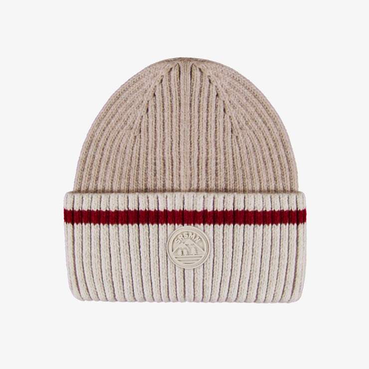 Tuque de maille beige effet bas de laine, enfant || Beige knit toque with wool socks effect, child