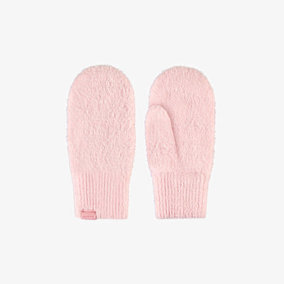 Mitaines rose pâle en maille, enfant || Soft pink knitted mittens, child