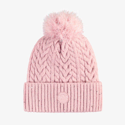 Tuque de maille rose avec pompon, enfant || Pink knitted toque with a pompom, child