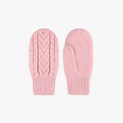 Mitaines roses en maille, enfant || Pink mittens in knit, child